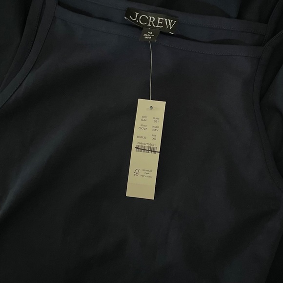 NWT! J. CREW Pintuck Mixy Tank Dress Solid Navy Blue Midi Pleated Preppy X-Small - Picture 13 of 15